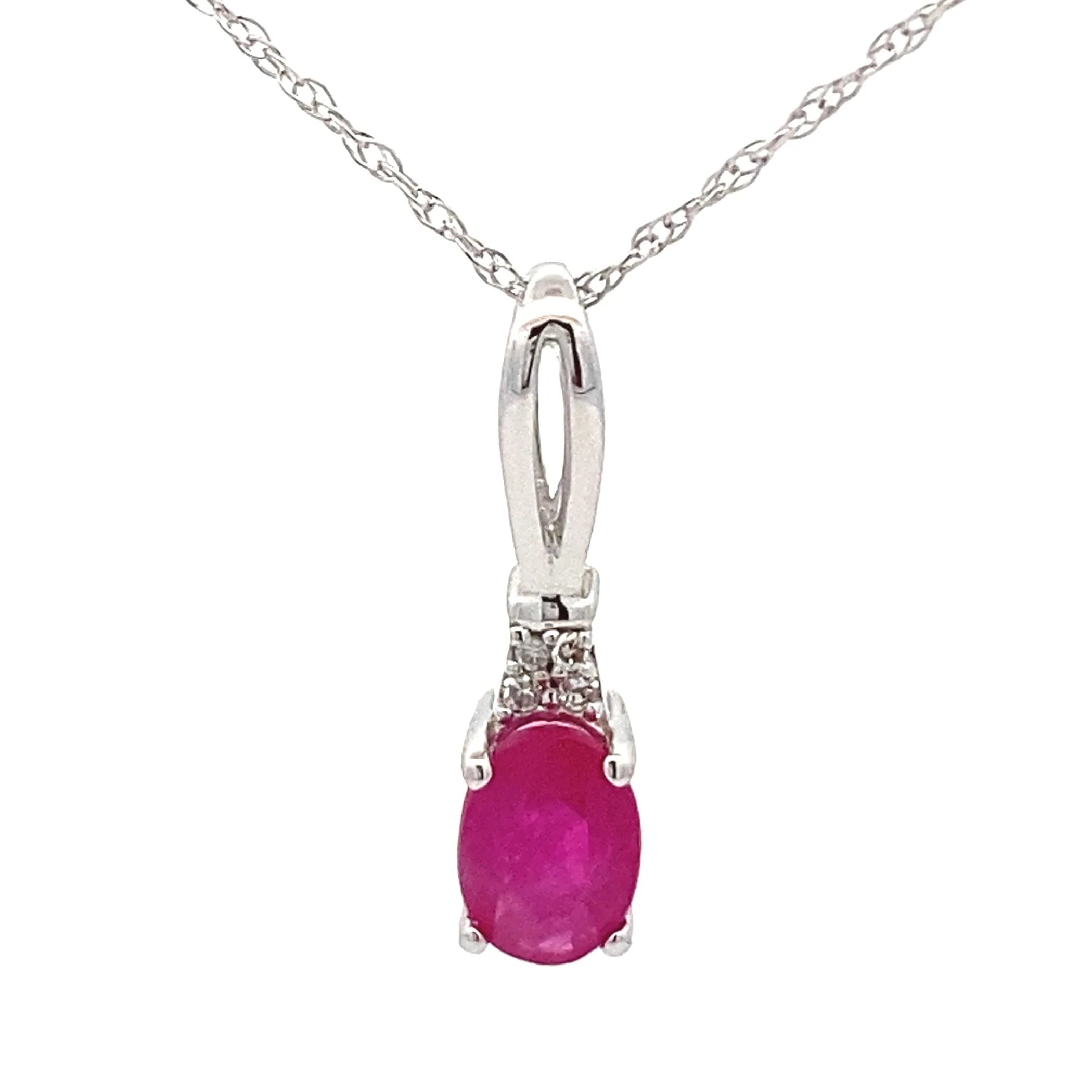 .02ct Ruby Diamond Fashion Pendants 10KT White Gold - Image 3