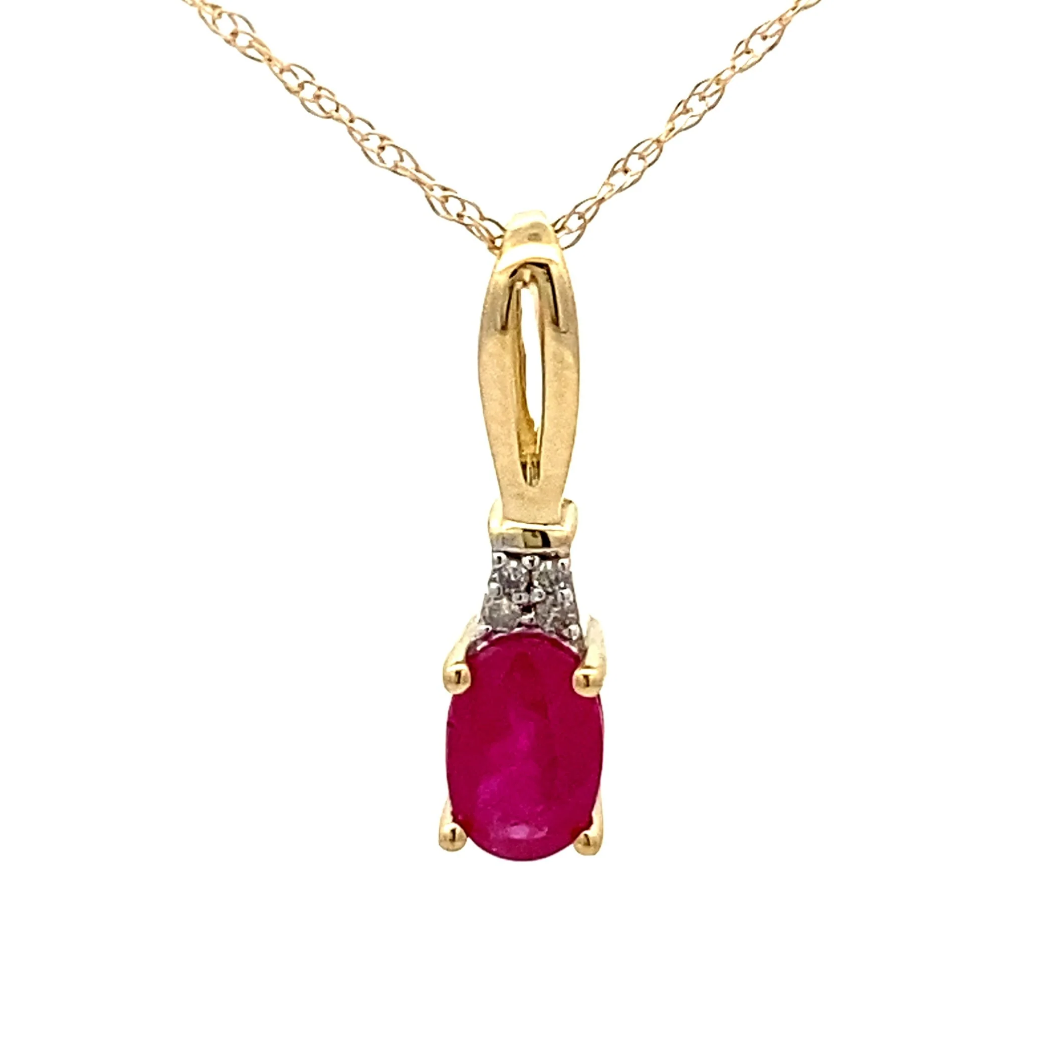 .02ct Ruby Diamond Fashion Pendants 10KT Yellow Gold - Image 3