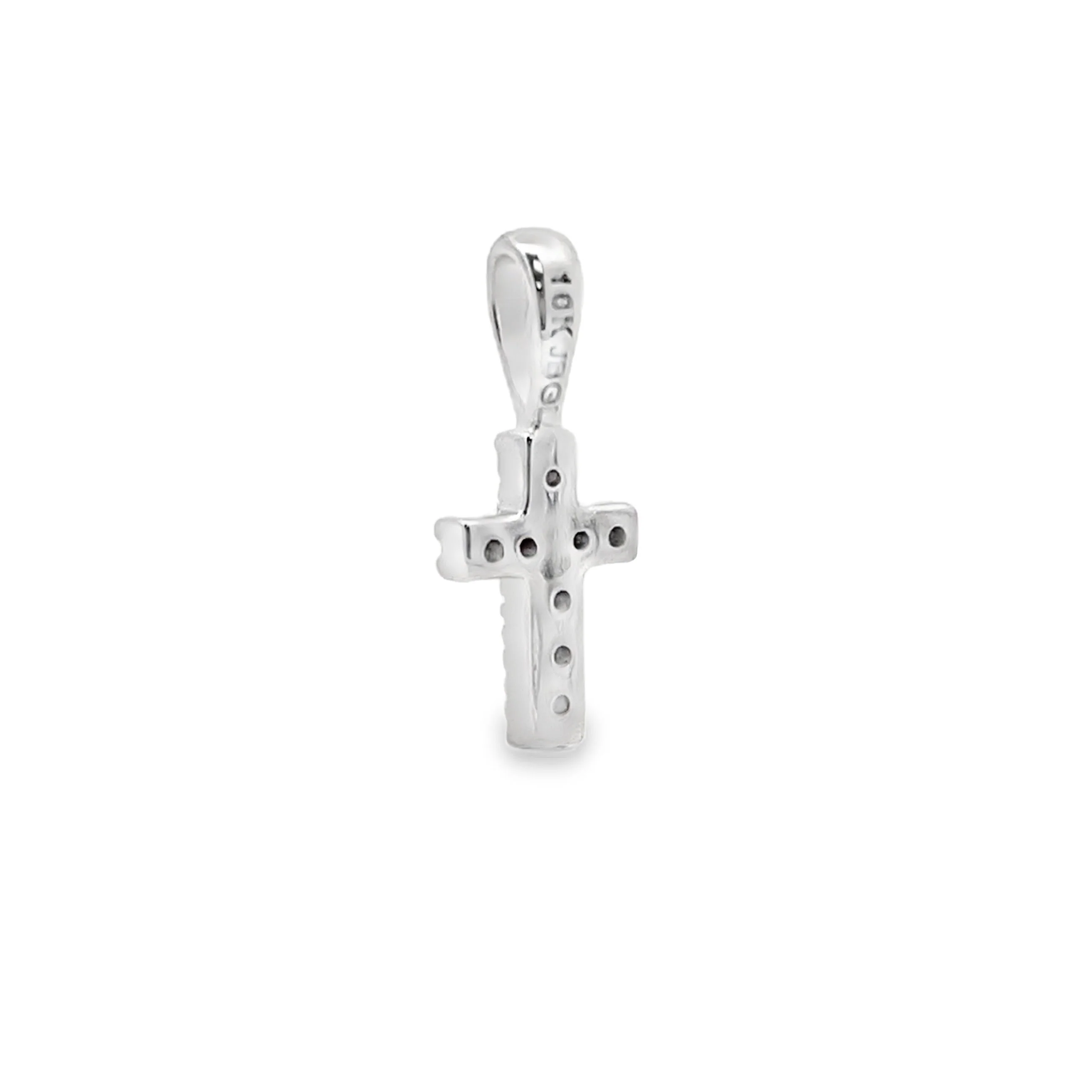 .03ct Diamond Cross Religious Pendant 10KT White Gold - Image 2