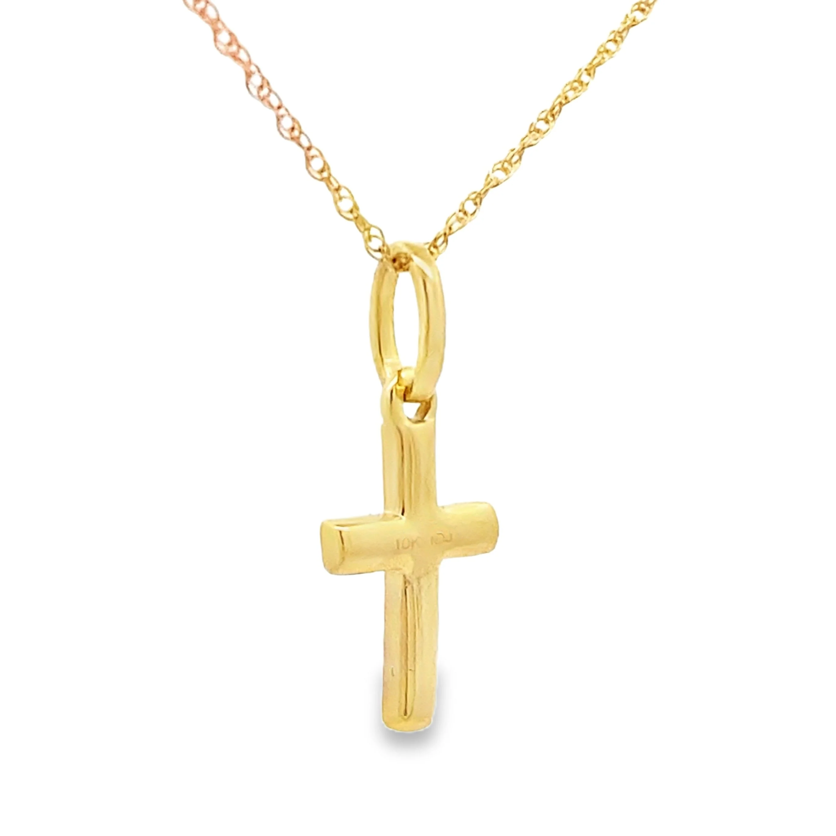 .04ct Diamond Cross Religious Pendant 10KT Yellow Gold - Image 2