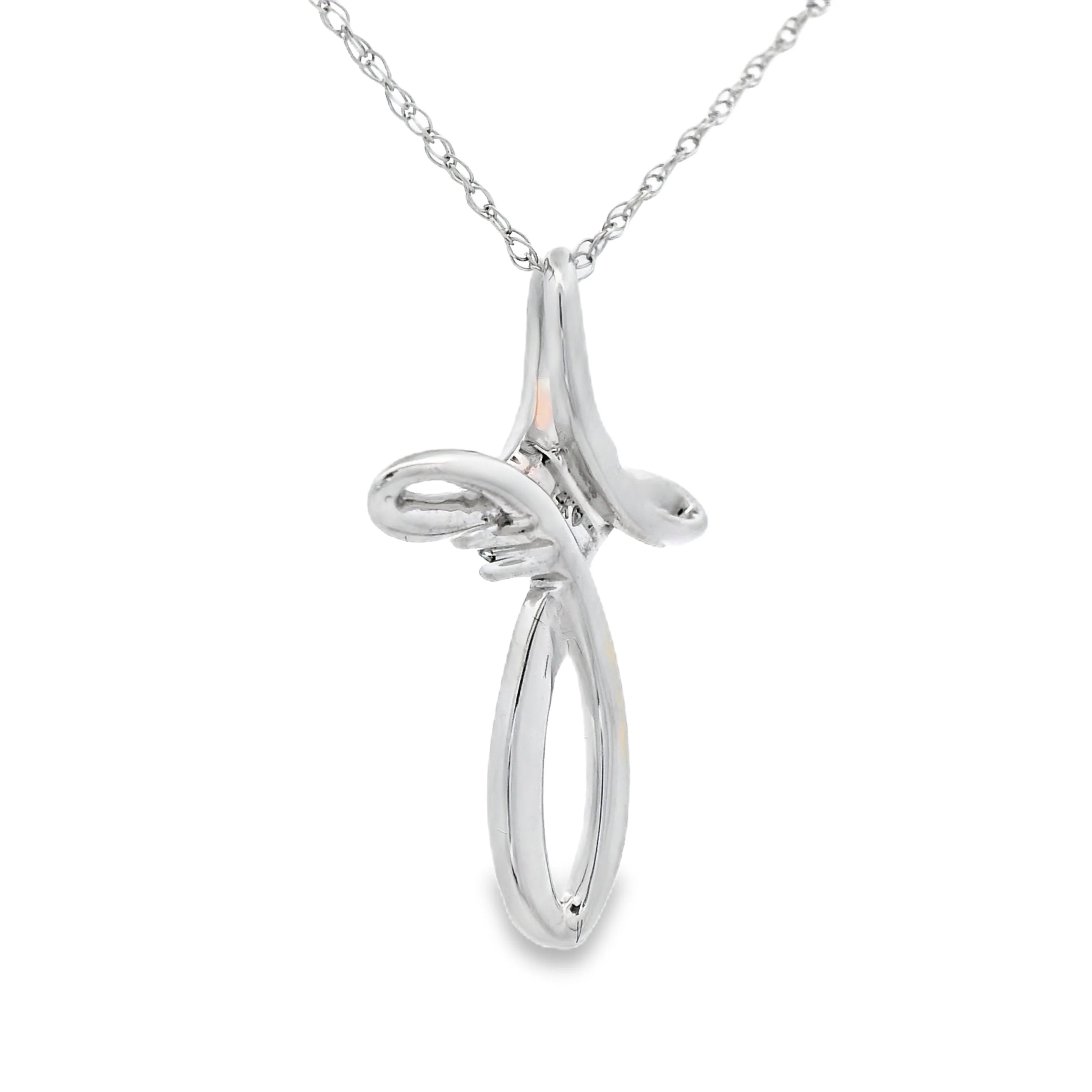 .04ct Diamond Cross Religious Pendant 14KT White Gold - Image 2