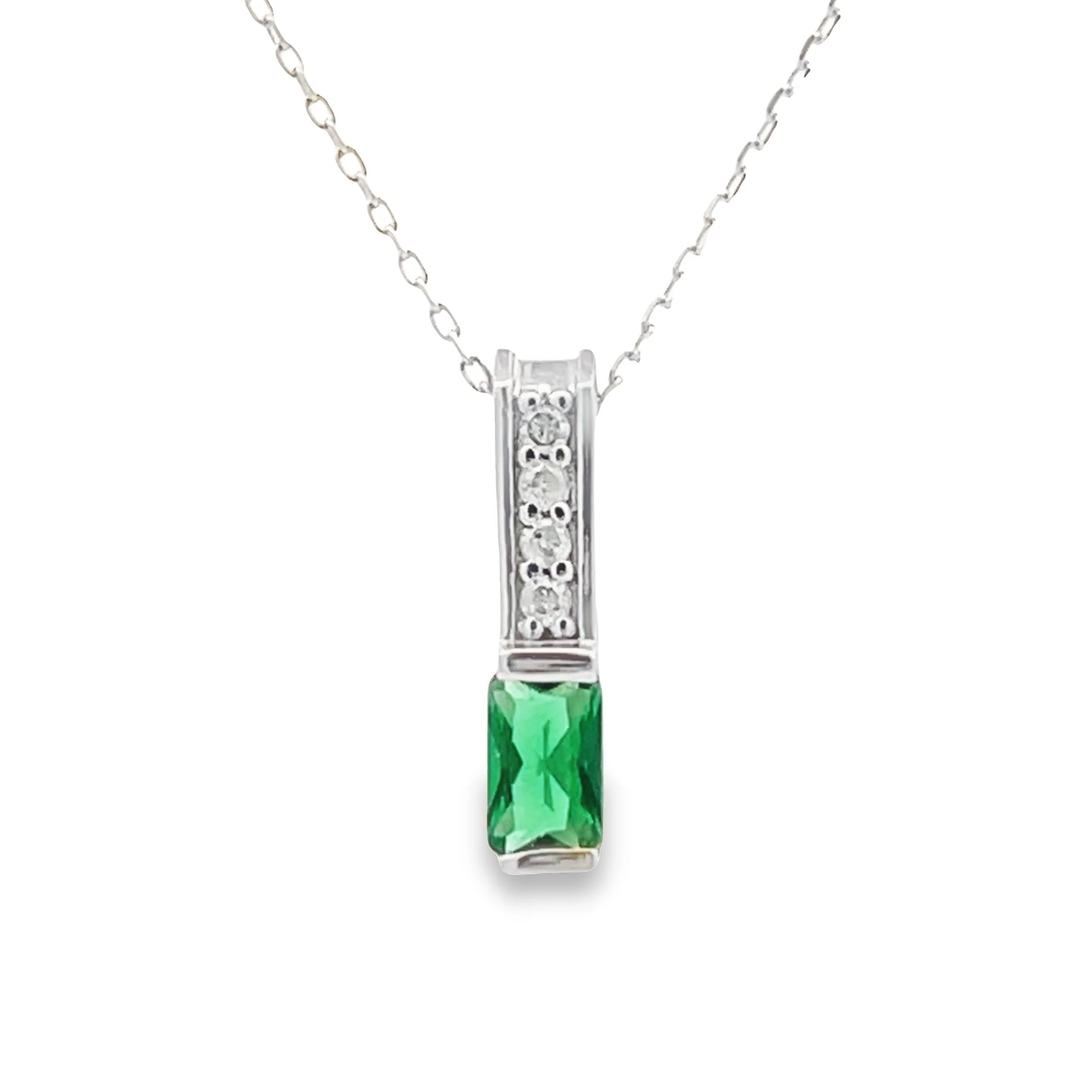 .06ct Created Emerald Fashion Pendants 10KT White Gold