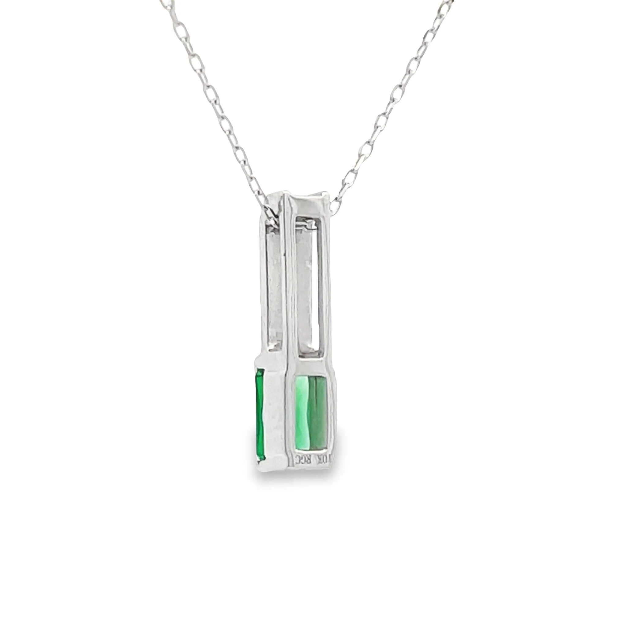 .06ct Created Emerald Fashion Pendants 10KT White Gold - Image 2