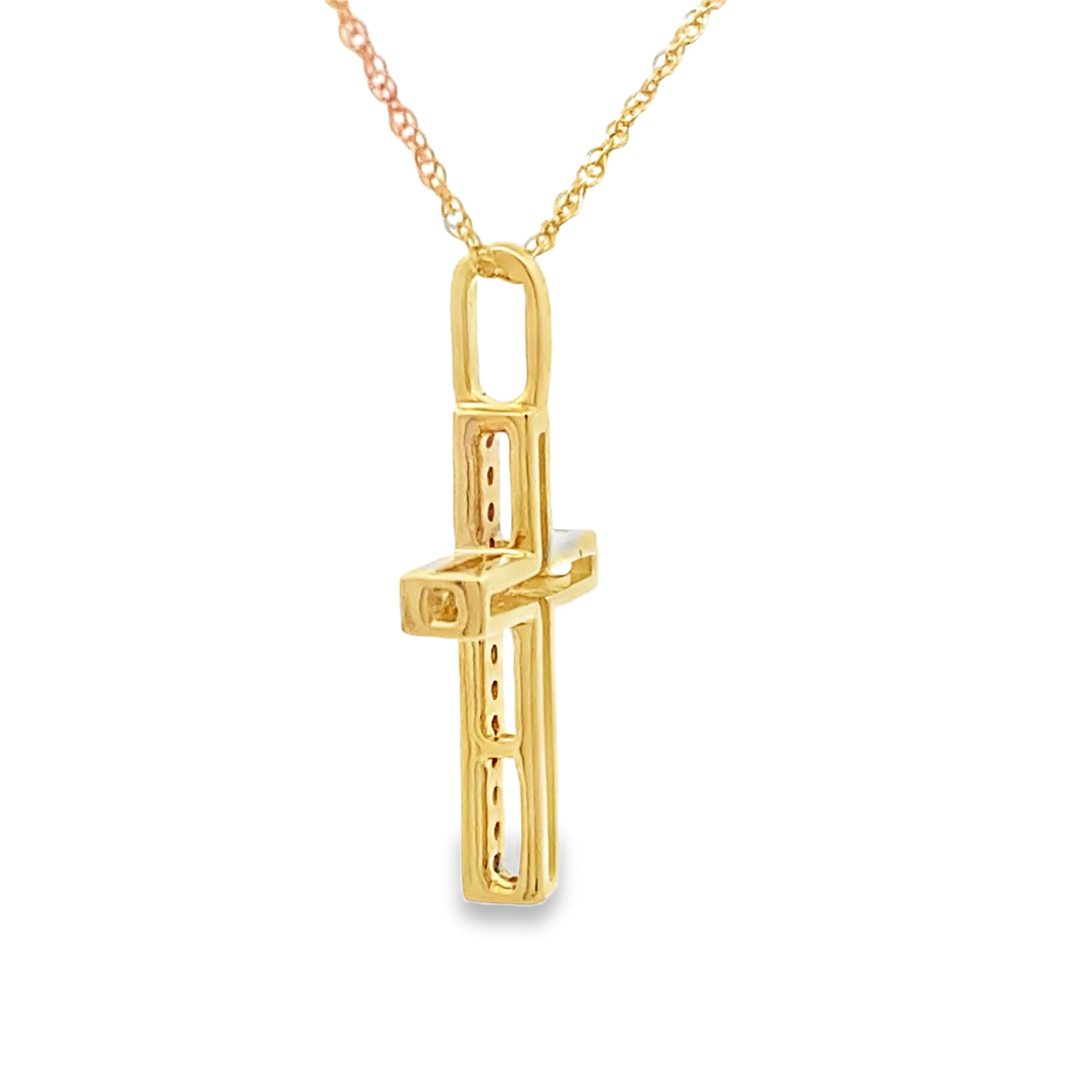 .07ct Diamond Cross Religious Pendant 10KT Yellow Gold - Image 2