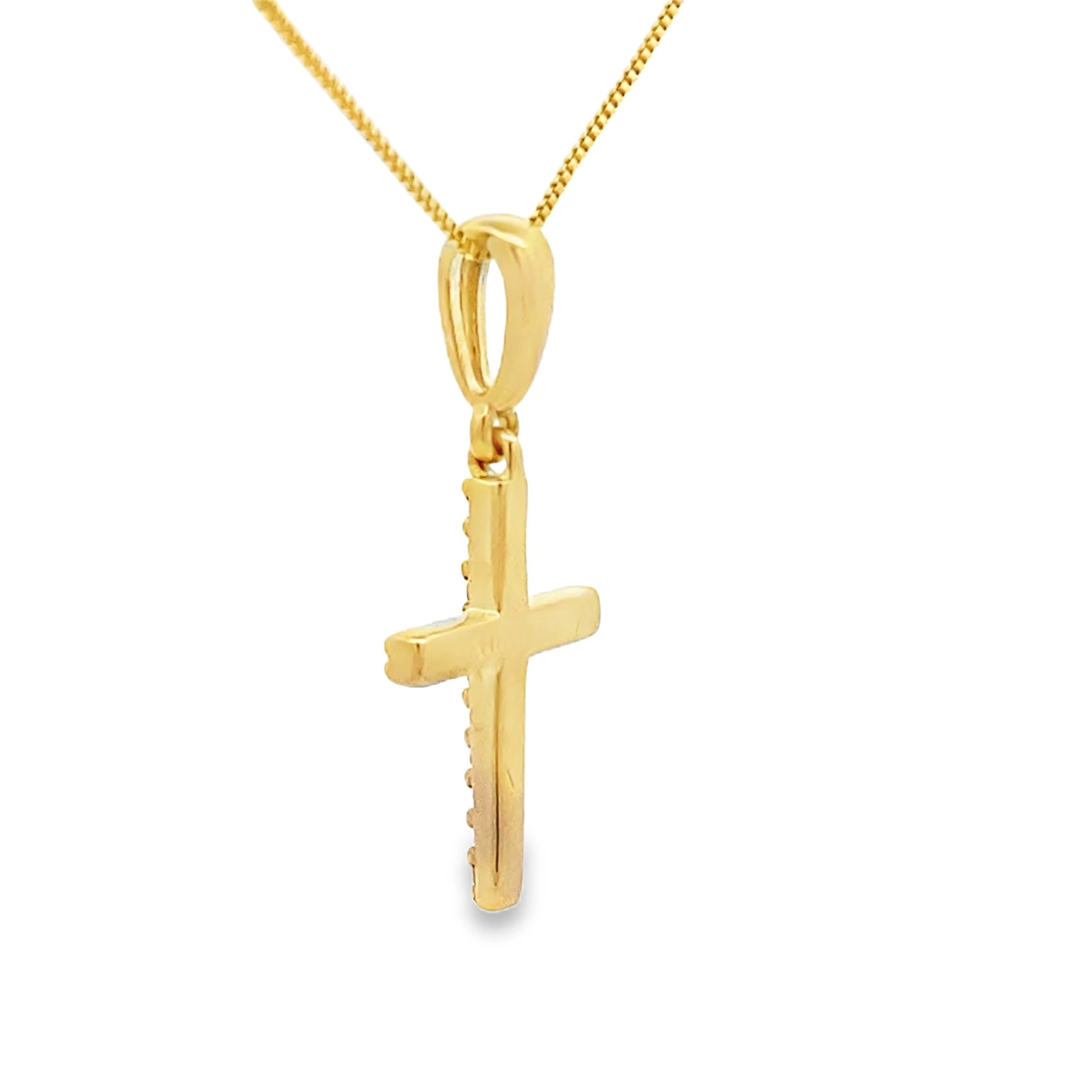 .08ct Diamond Cross Religious Pendant 10KT Yellow Gold - Image 2