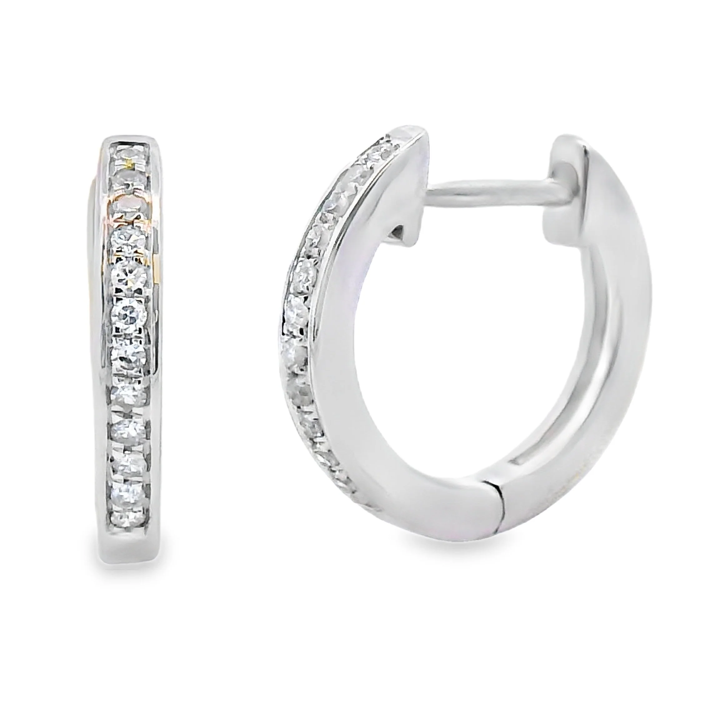 .08ct Diamond Hoop Earrings 10KT White Gold