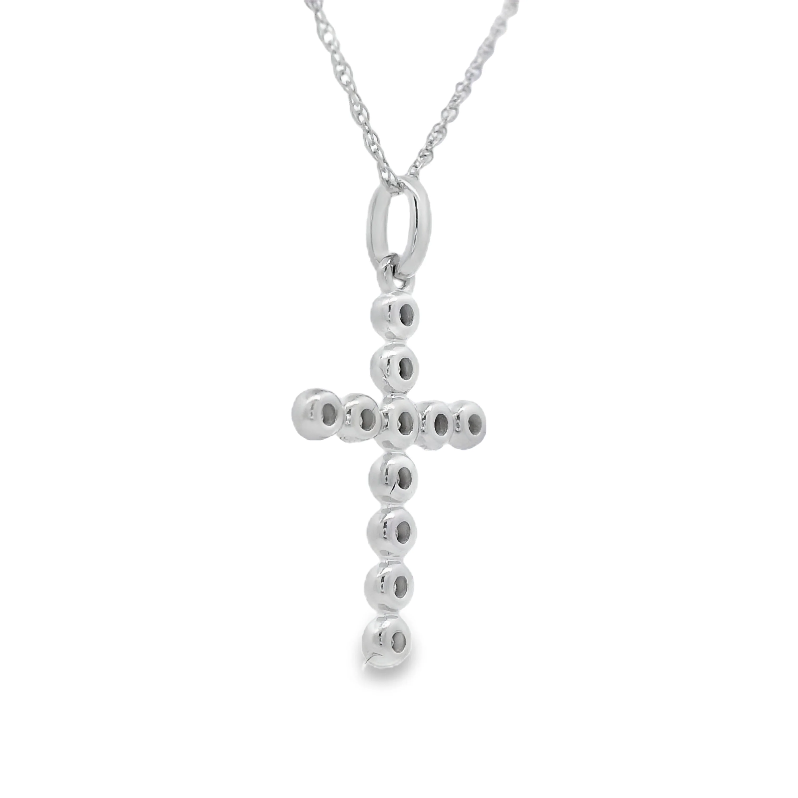.09ct Diamond Cross Religious Pendant 14KT White Gold - Image 2