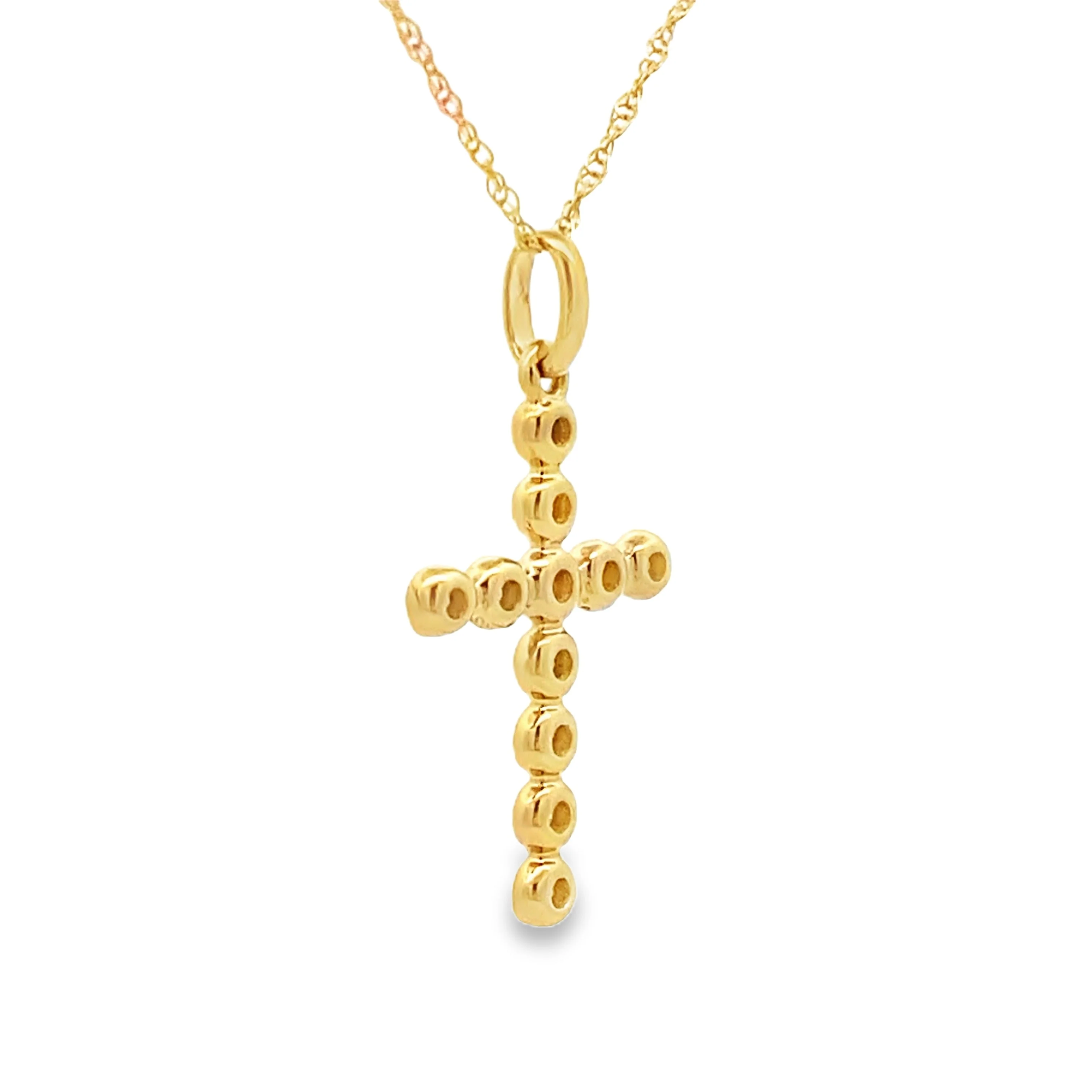 .09ct Diamond Cross Religious Pendant 14KT Yellow Gold - Image 2