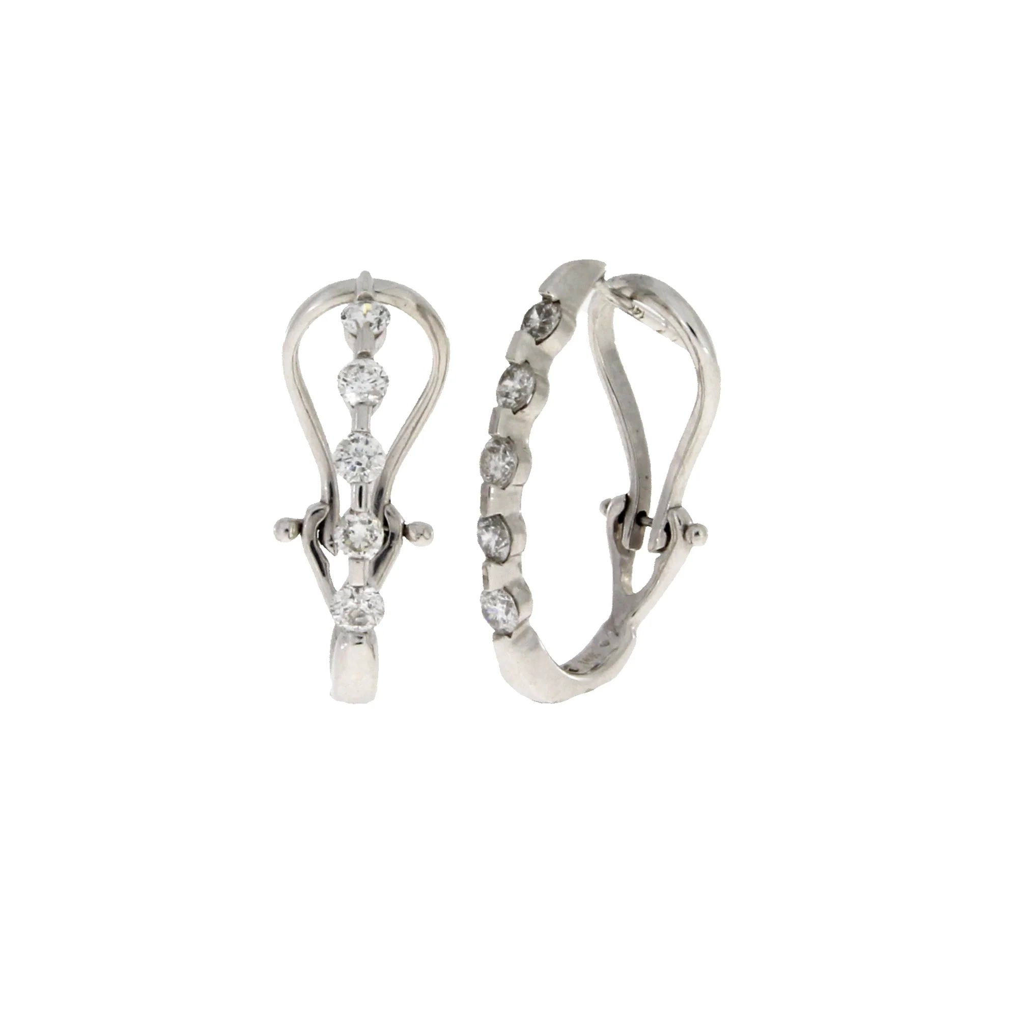 1.00ct Diamond Hoop Earrings 14KT White Gold - Image 2