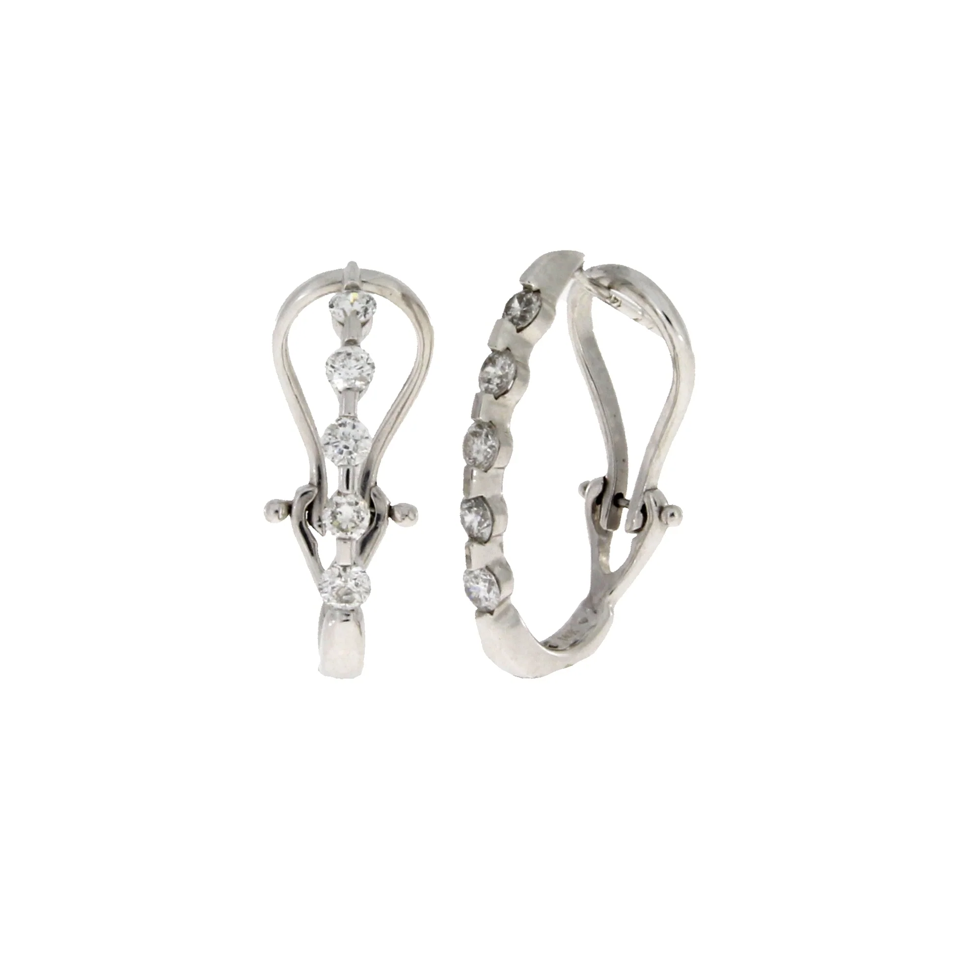 1.00ct Diamond Hoop Earrings 14KT White Gold - Image 3