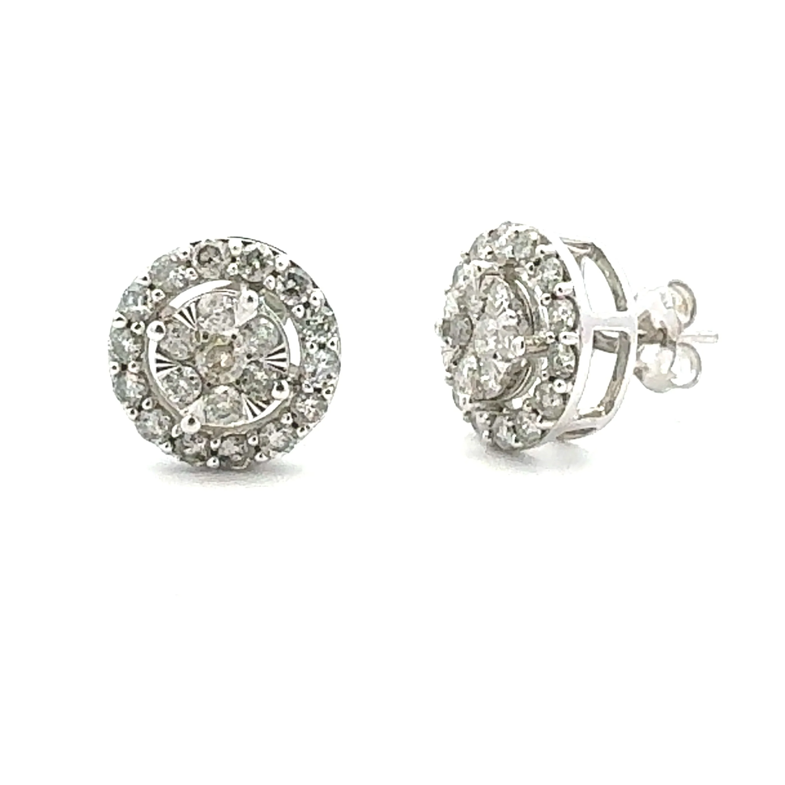 1.00ct Diamond Stud Earrings 10KT White Gold - Image 3
