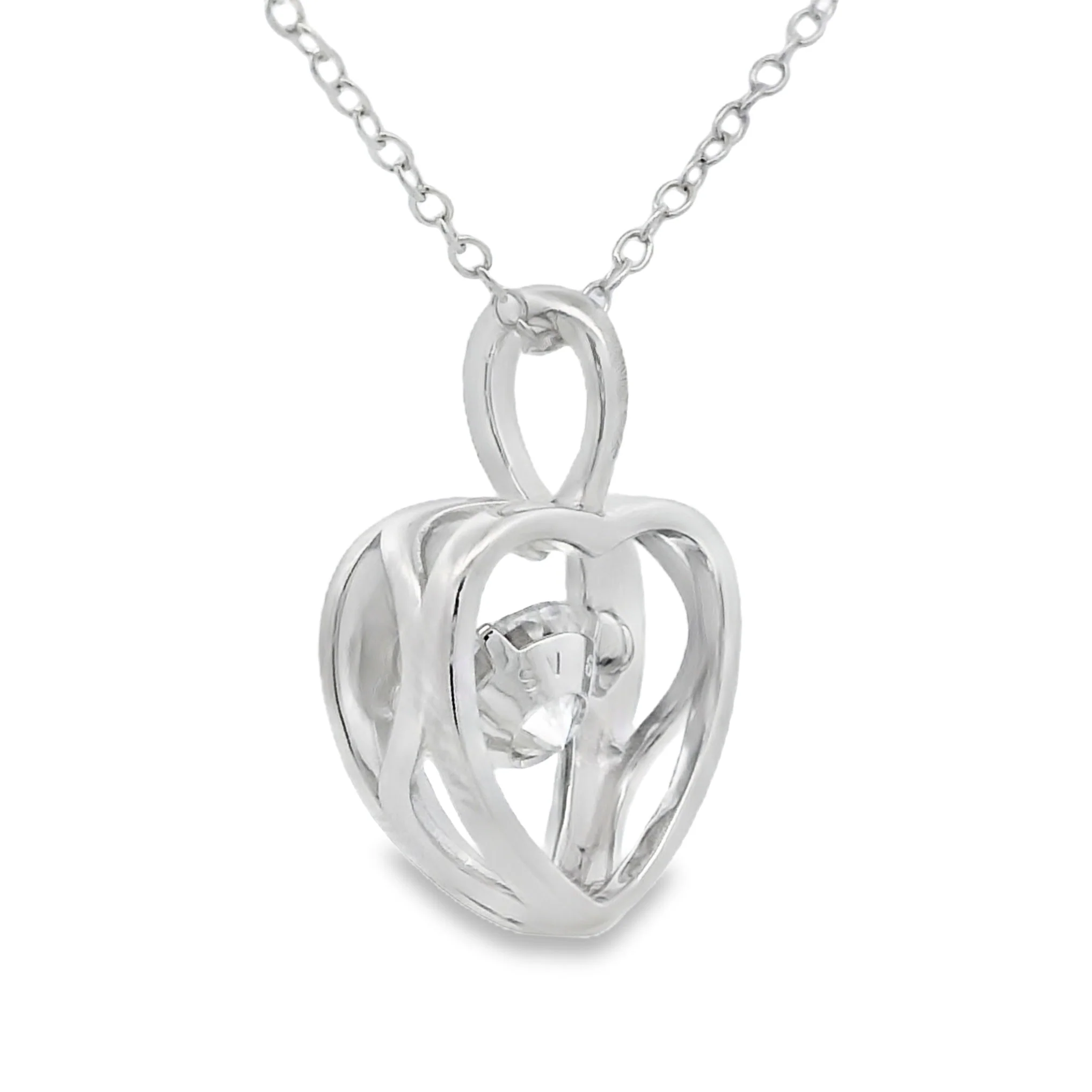 1.00ct Moissanite Heart Love Pendant Sterling Silver - Image 2