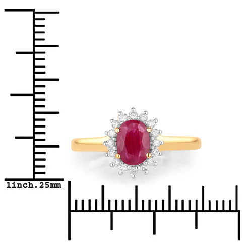 1.01 Carat Genuine Ruby and White Diamond 10K Yellow Gold Ring - Image 3