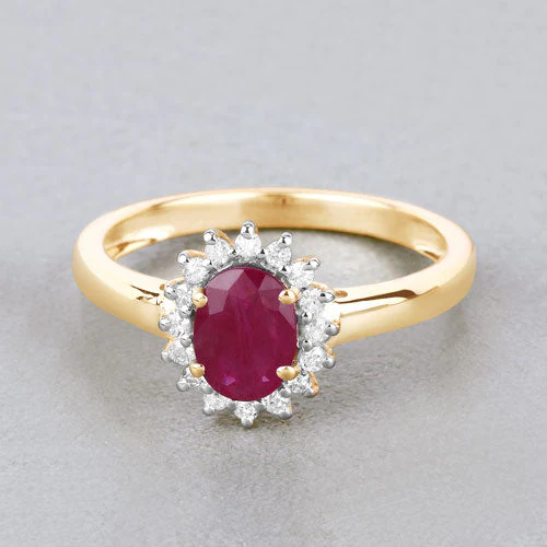 1.01 Carat Genuine Ruby and White Diamond 10K Yellow Gold Ring - Image 4