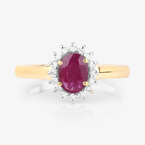1.01 Carat Genuine Ruby and White Diamond 10K Yellow Gold Ring - Image 8
