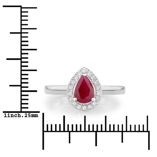 1.02 Carat Genuine Ruby and White Diamond 14K White Gold Ring - Image 3