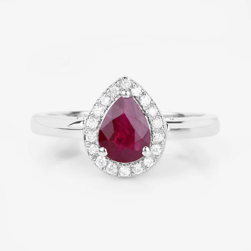 1.02 Carat Genuine Ruby and White Diamond 14K White Gold Ring - Image 8
