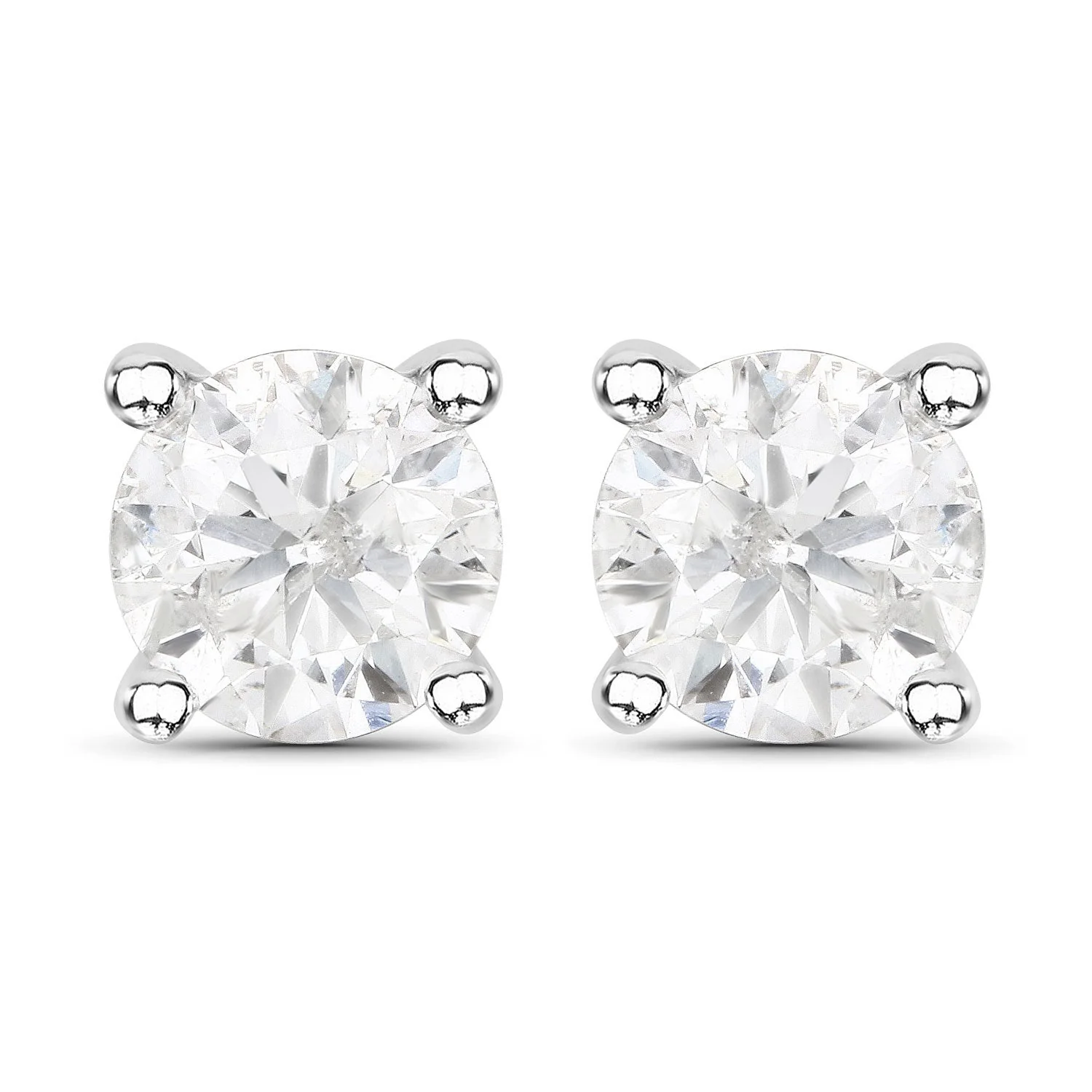 1.02 Carat Genuine White Diamond 14K White Gold Earrings