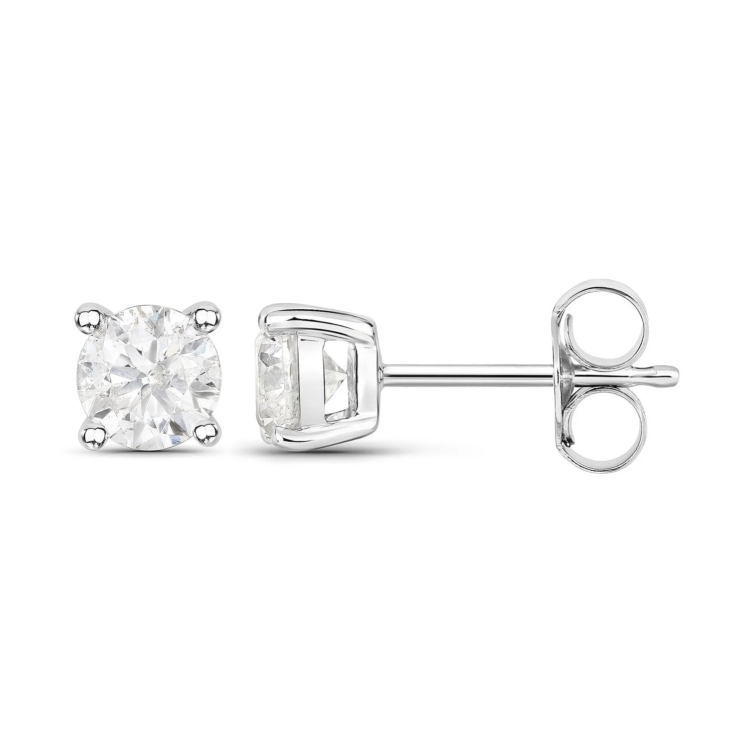1.02 Carat Genuine White Diamond 14K White Gold Earrings - Image 2