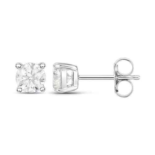 1.02 Carat Genuine White Diamond 14K White Gold Earrings - Image 5