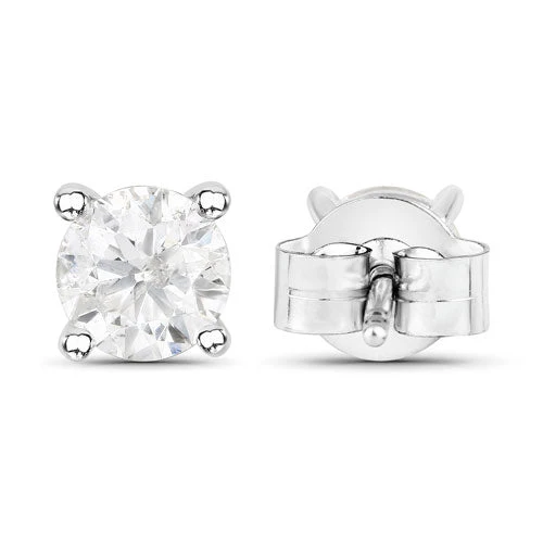 1.02 Carat Genuine White Diamond 14K White Gold Earrings - Image 6