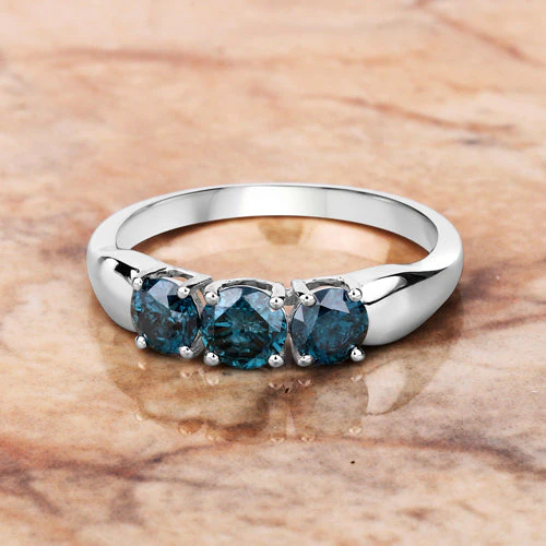 1.03 Carat Genuine Blue Diamond 14K White Gold Ring - Image 8
