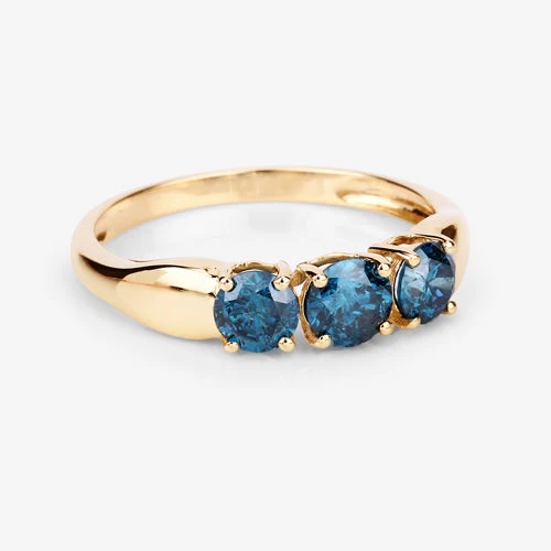 1.03 Carat Genuine Blue Diamond 14K Yellow Gold Ring - Image 11