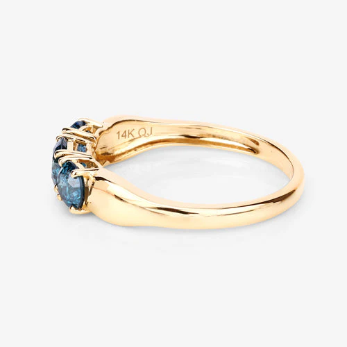 1.03 Carat Genuine Blue Diamond 14K Yellow Gold Ring - Image 12