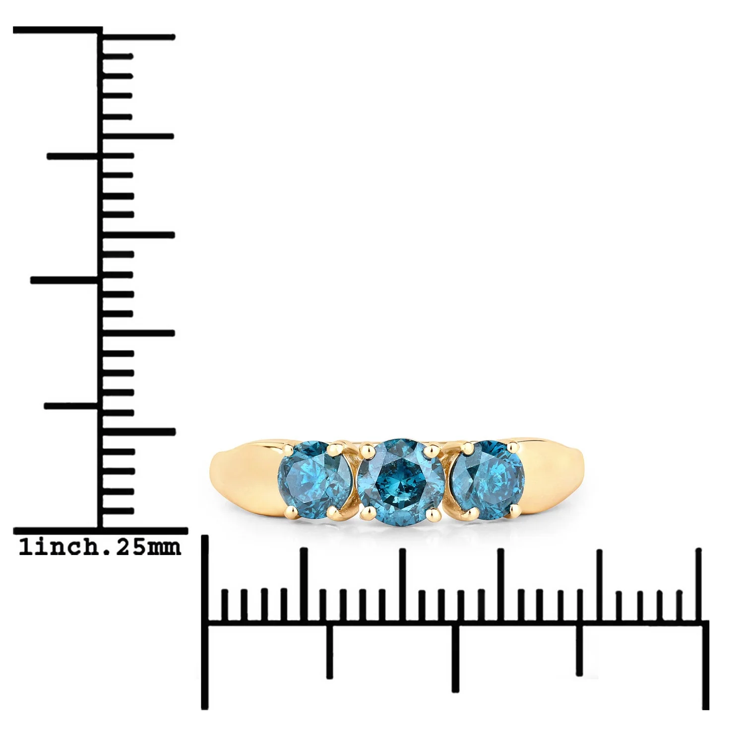 1.03 Carat Genuine Blue Diamond 14K Yellow Gold Ring - Image 3
