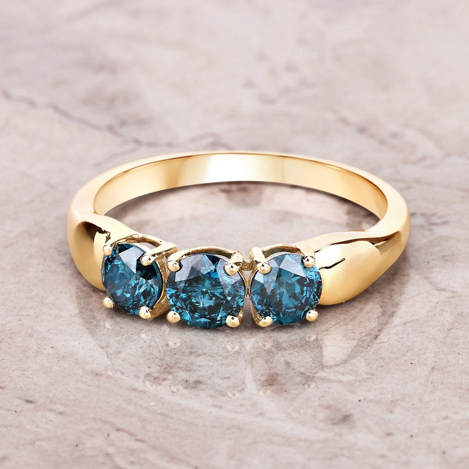 1.03 Carat Genuine Blue Diamond 14K Yellow Gold Ring - Image 4
