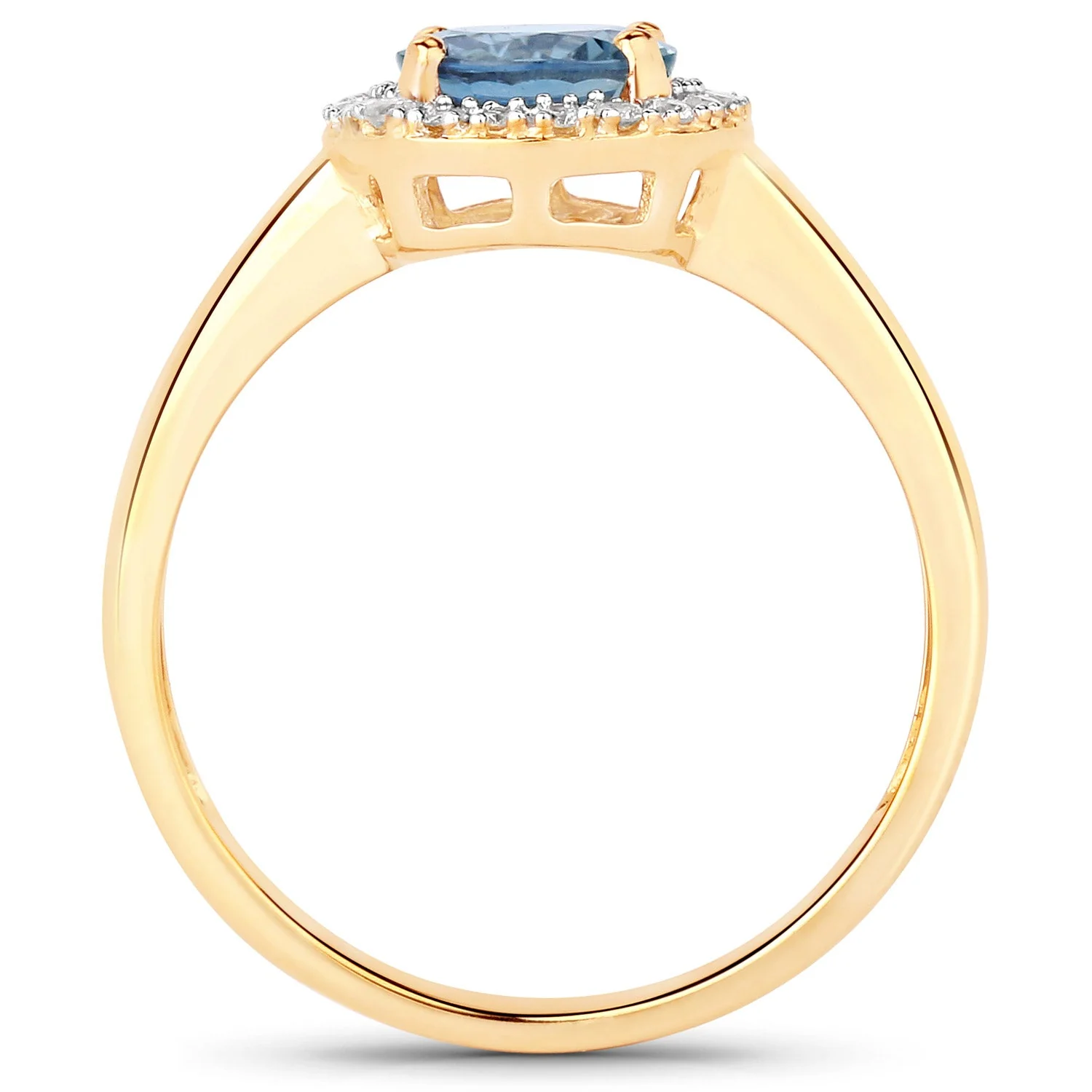 1.03 Carat Genuine Blue Sapphire and White Diamond 14K Yellow Gold Ring - Image 2
