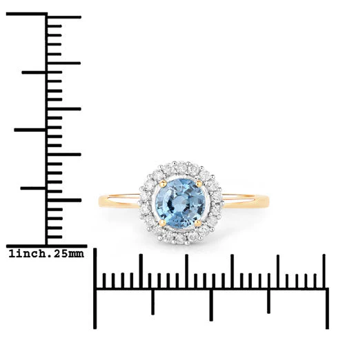 1.03 Carat Genuine Blue Sapphire and White Diamond 14K Yellow Gold Ring - Image 6