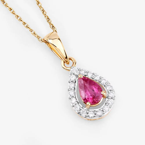 1.03 Carat Genuine Ruby and White Diamond 14K Yellow Gold Pendant - Image 7