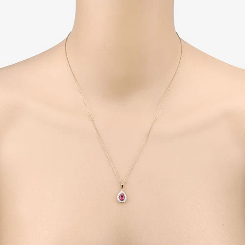1.03 Carat Genuine Ruby and White Diamond 14K Yellow Gold Pendant - Image 9