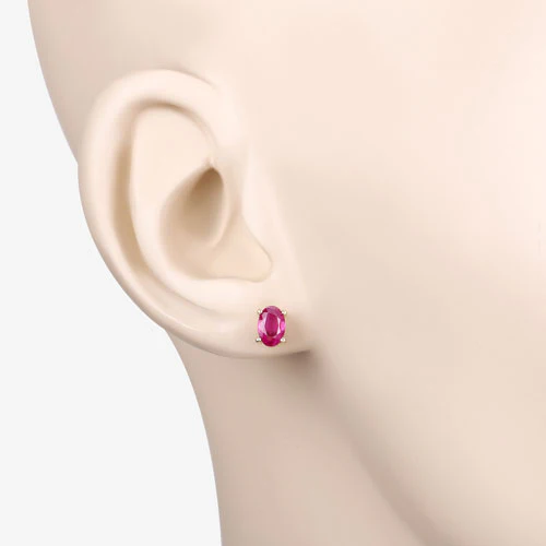 1.04 Carat Genuine Ruby 10K Yellow Gold Earrings - Image 5