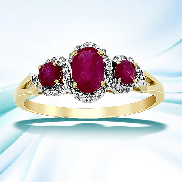 1.04ct Ruby Diamond 3 Stone Ring 14KT Yellow Gold - Image 4