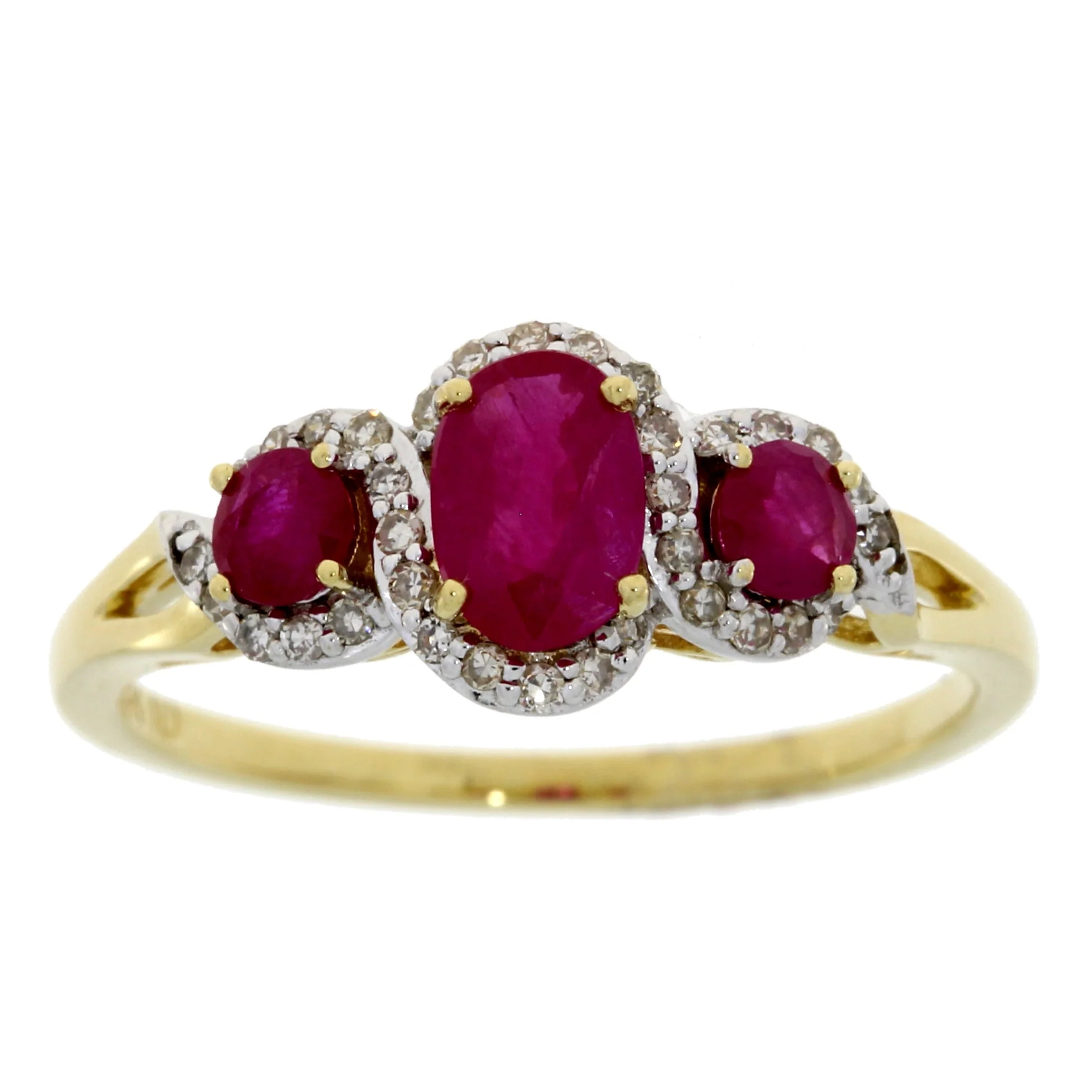1.04ct Ruby Diamond 3 Stone Ring 14KT Yellow Gold - Image 5