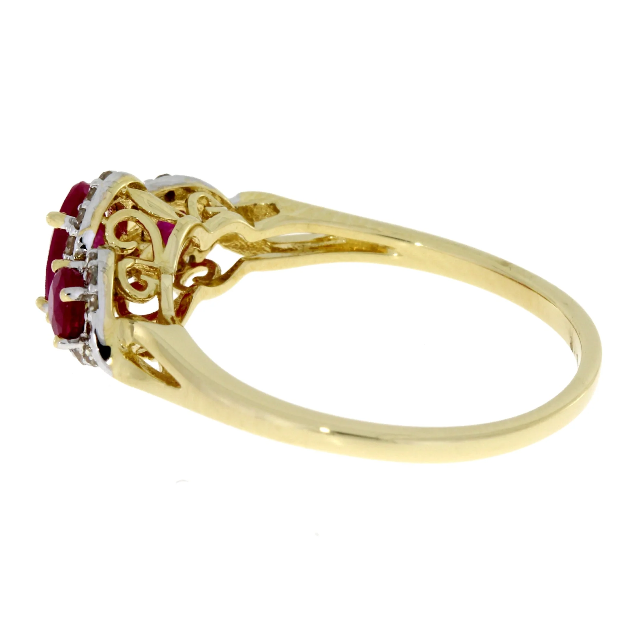 1.04ct Ruby Diamond 3 Stone Ring 14KT Yellow Gold - Image 6
