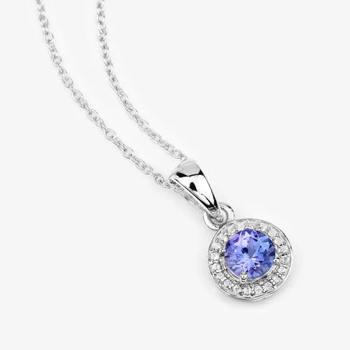 1.05 Carat Genuine Tanzanite and White Topaz .925 Sterling Silver Pendant - Image 10