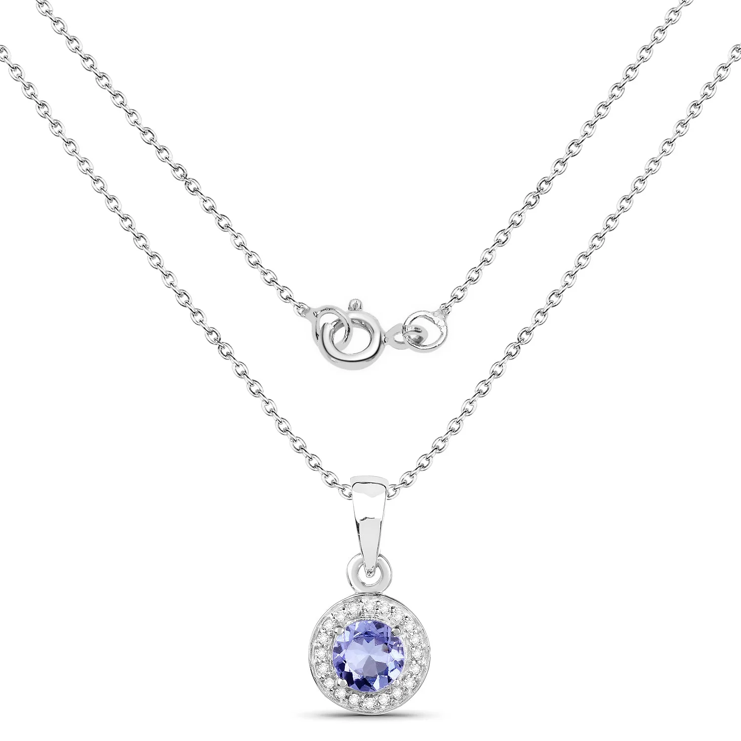1.05 Carat Genuine Tanzanite and White Topaz .925 Sterling Silver Pendant - Image 2