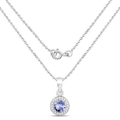 1.05 Carat Genuine Tanzanite and White Topaz .925 Sterling Silver Pendant - Image 6