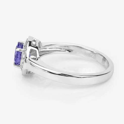 1.05 Carat Genuine Tanzanite and White Topaz .925 Sterling Silver Ring - Image 10