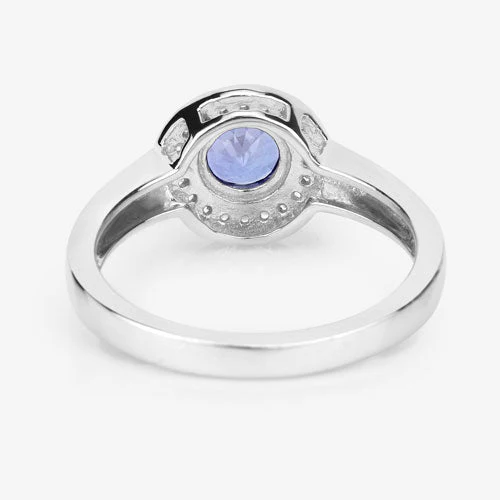 1.05 Carat Genuine Tanzanite and White Topaz .925 Sterling Silver Ring - Image 11