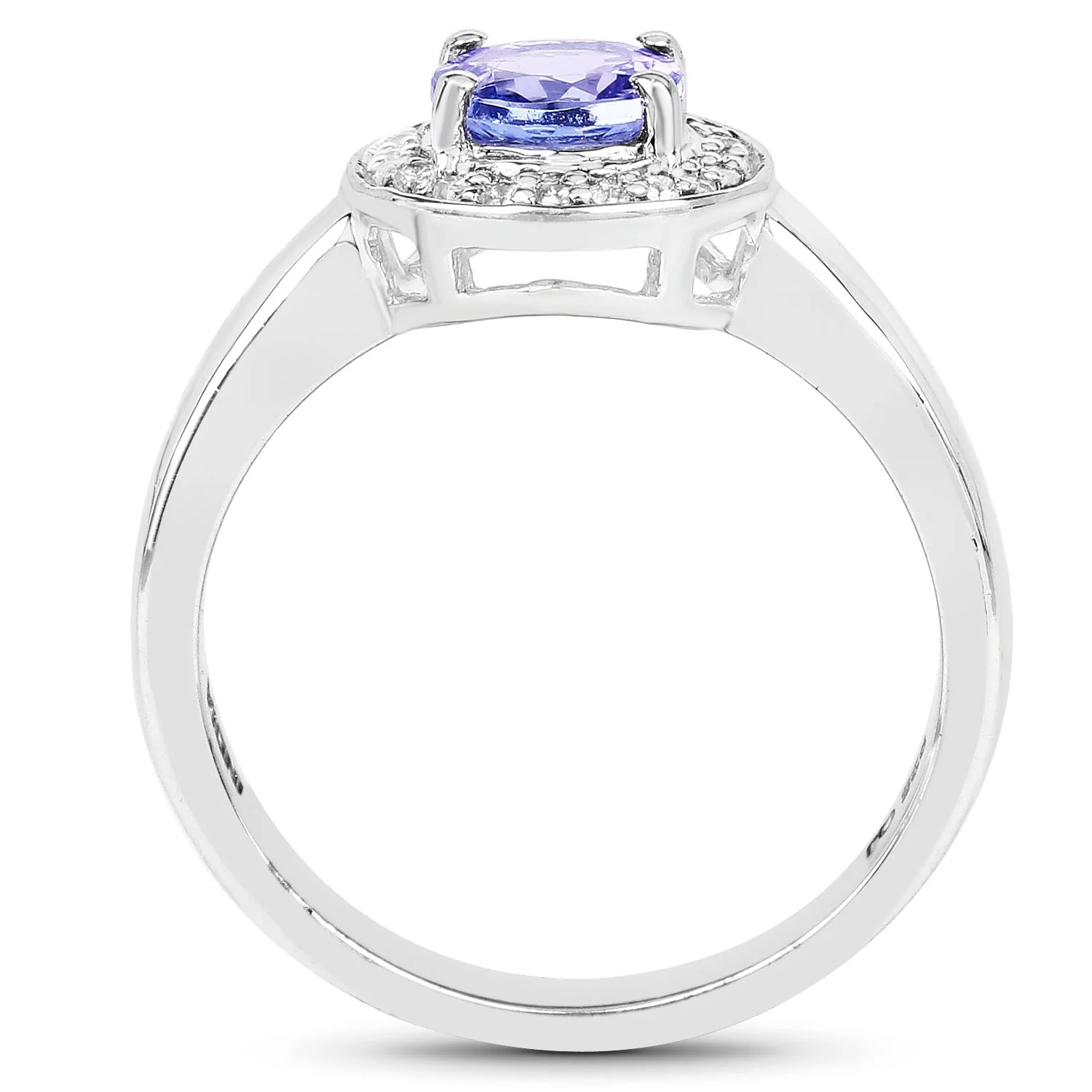 1.05 Carat Genuine Tanzanite and White Topaz .925 Sterling Silver Ring - Image 2