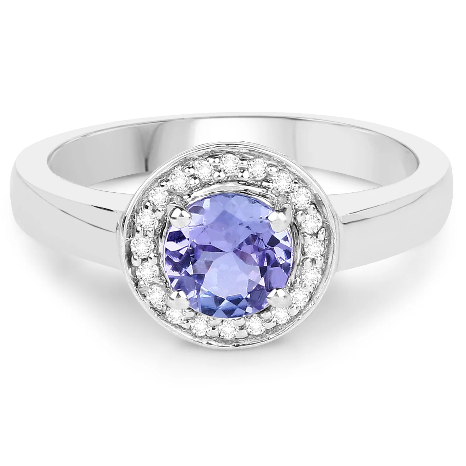 1.05 Carat Genuine Tanzanite and White Topaz .925 Sterling Silver Ring - Image 3
