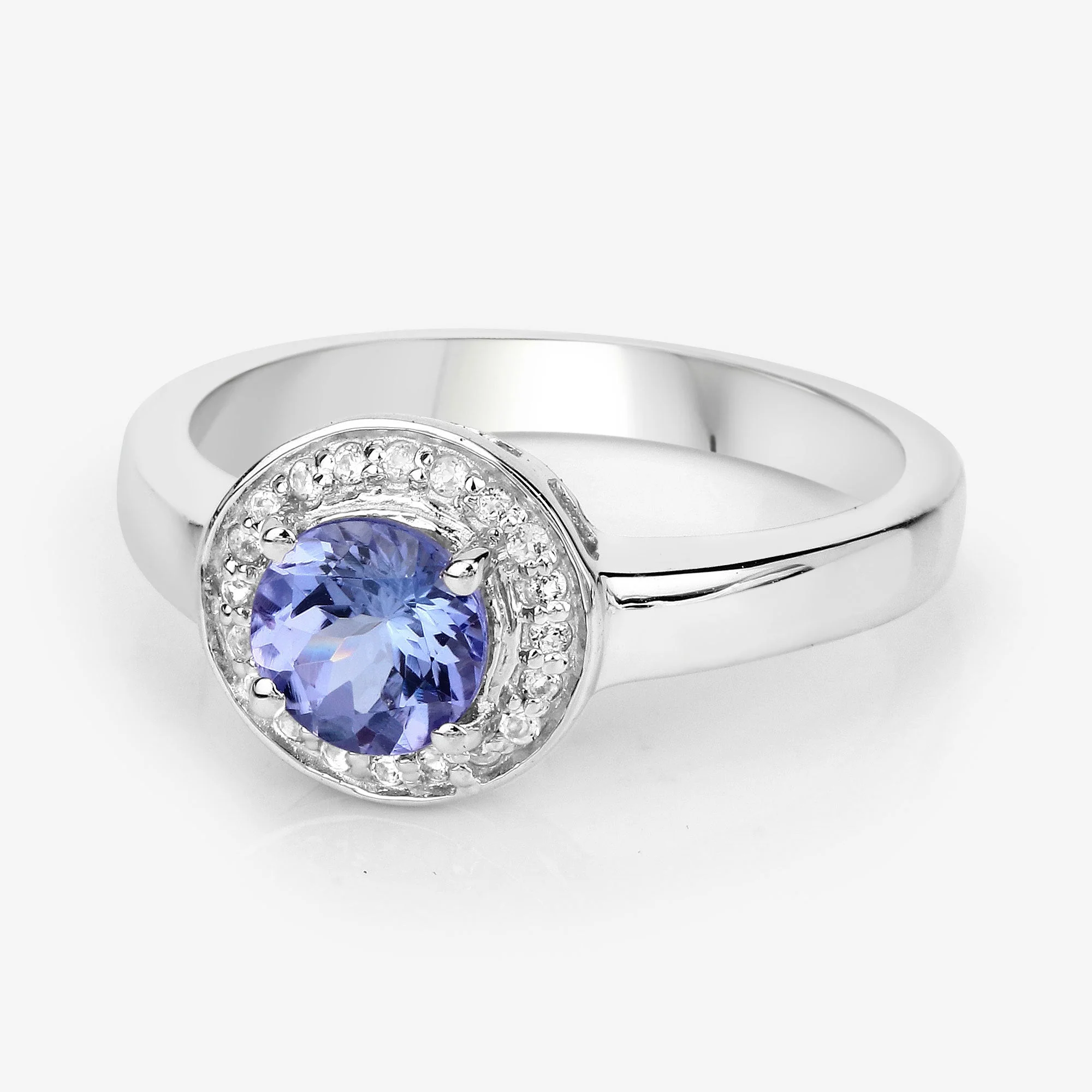 1.05 Carat Genuine Tanzanite and White Topaz .925 Sterling Silver Ring - Image 4