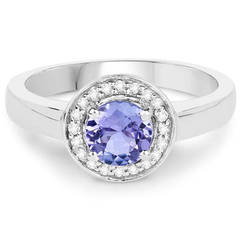 1.05 Carat Genuine Tanzanite and White Topaz .925 Sterling Silver Ring - Image 7
