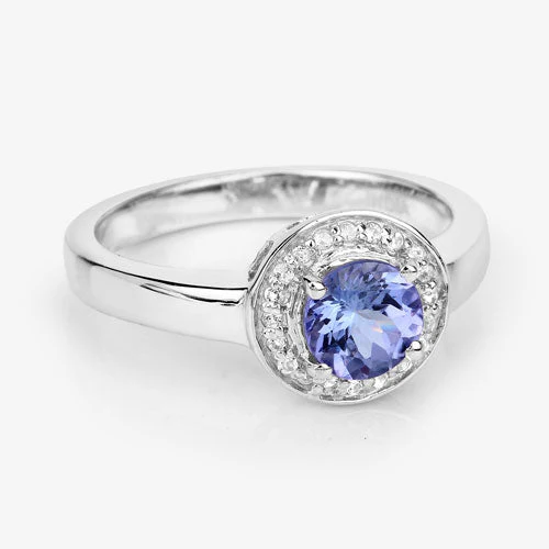 1.05 Carat Genuine Tanzanite and White Topaz .925 Sterling Silver Ring - Image 9