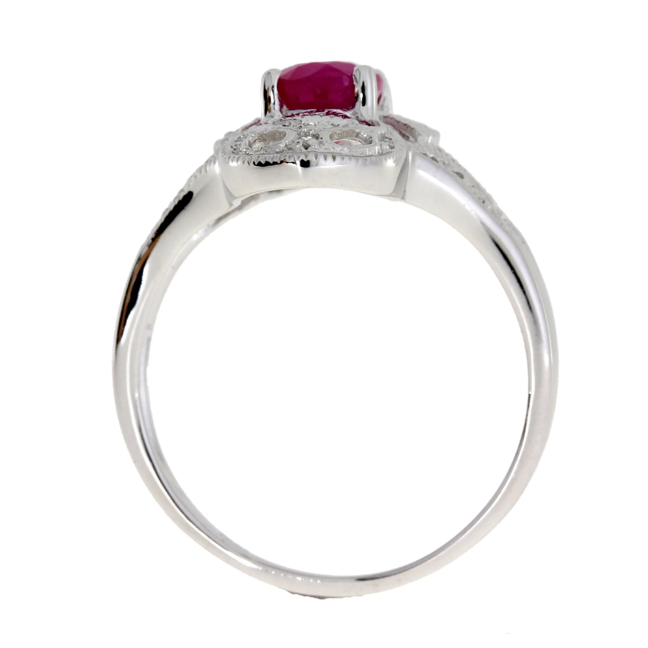 1.05ct Ruby Diamond Ring 10KT White Gold - Image 2