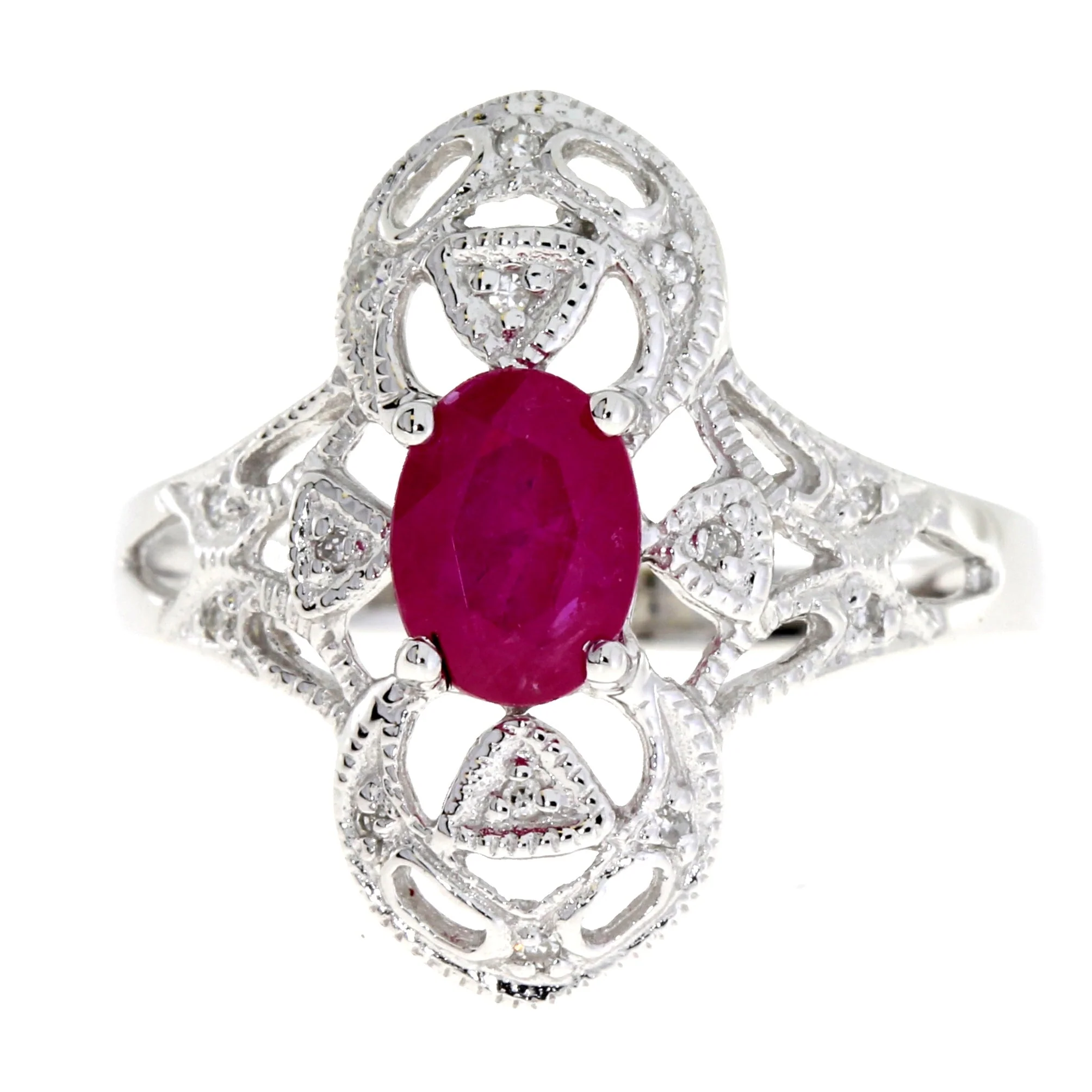 1.05ct Ruby Diamond Ring 10KT White Gold - Image 4